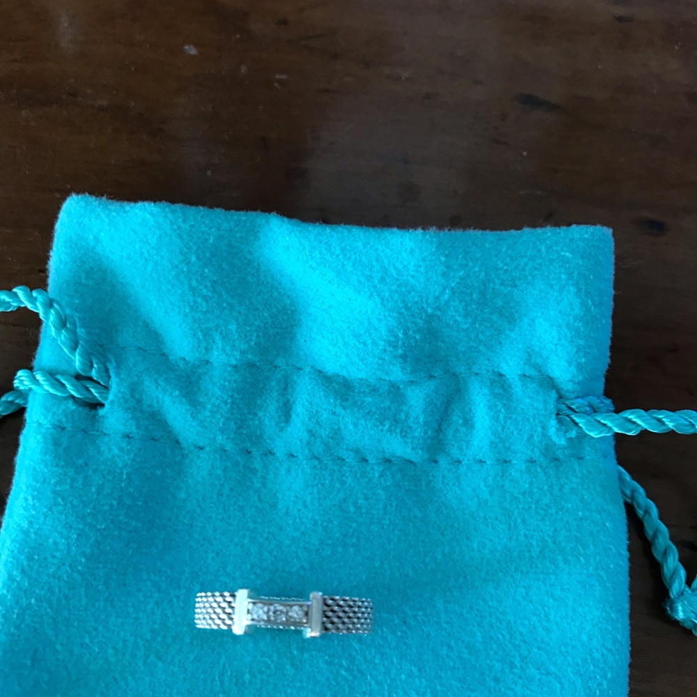Tiffany & Co Somerset Silver mesh ring w/diamonds - Picture 3 of 7